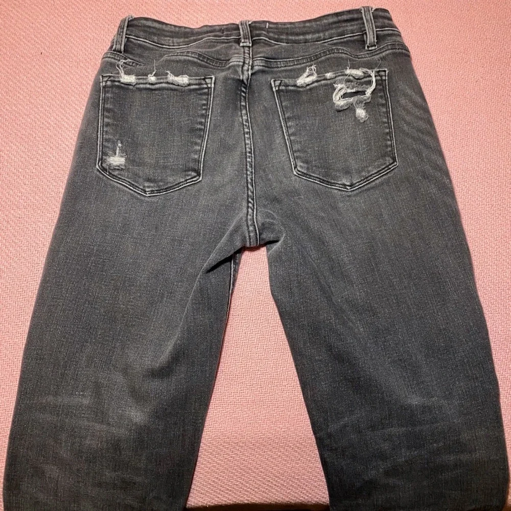 Flying Monkey Womens Distressed Straight Leg Jeans Faded‎ Black Size 29